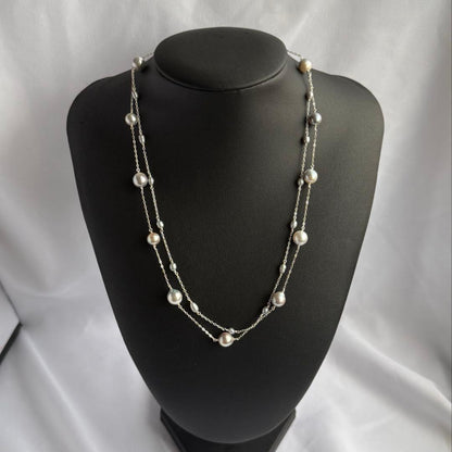 Akoya genuine pearl freshwater baby pearl blue necklace with 6-7mm pearls on Silver925 chain