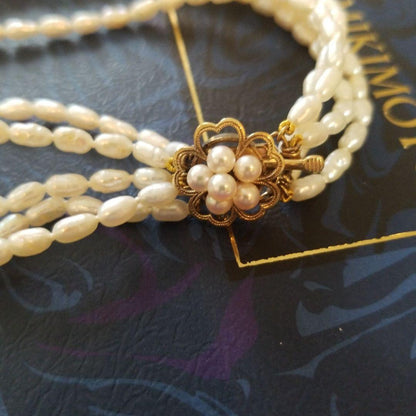 Mikimoto long pearl necklace 14K gold measuring 80cm with lustrous white pearls