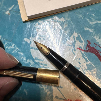 Pilot Super 200 fountain pen with 14k gold tip and Mitsubishi engraving on body including ink cartridge