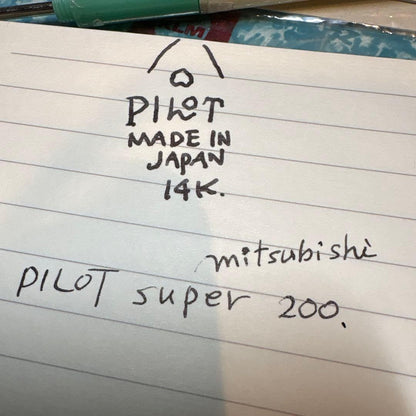Pilot Super 200 fountain pen with 14k gold tip and Mitsubishi engraving on body including ink cartridge
