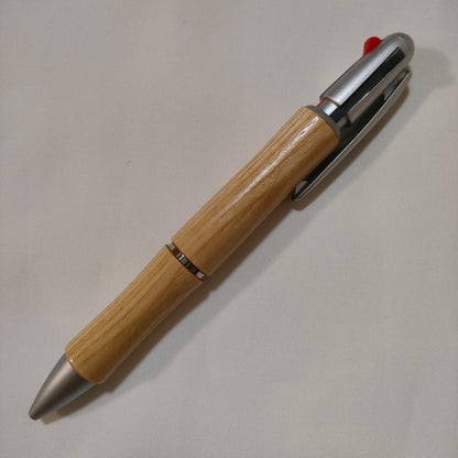 PILOT Just Meet multi-function pen with red and black ballpoint pens and 0.5mm mechanical pencil wooden body