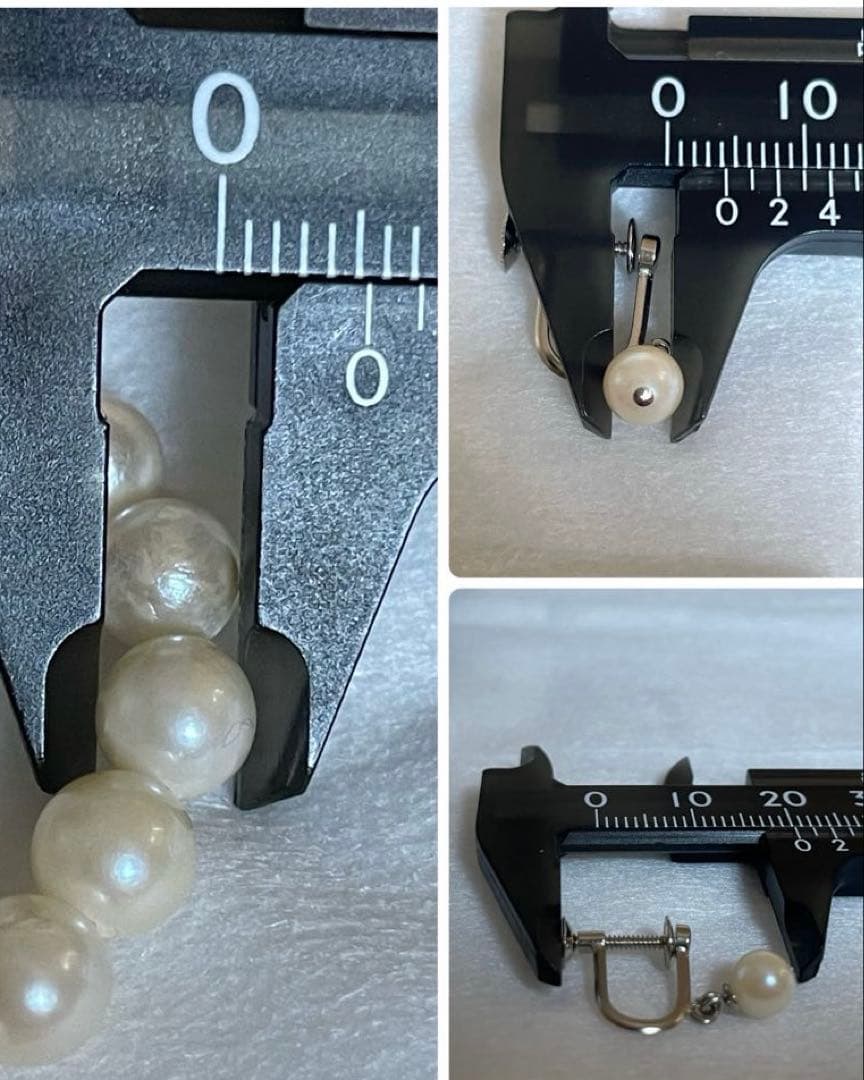 Akoya pearl necklace and matching earrings with 5mm round white pearls and 40.5mm silver necklace