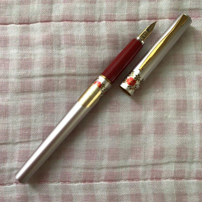 Pilot fountain pen with floral pattern design and fine nib, discontinued model