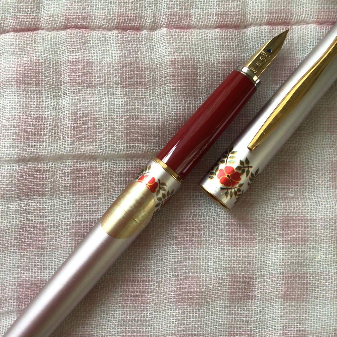 Pilot fountain pen with floral pattern design and fine nib, discontinued model