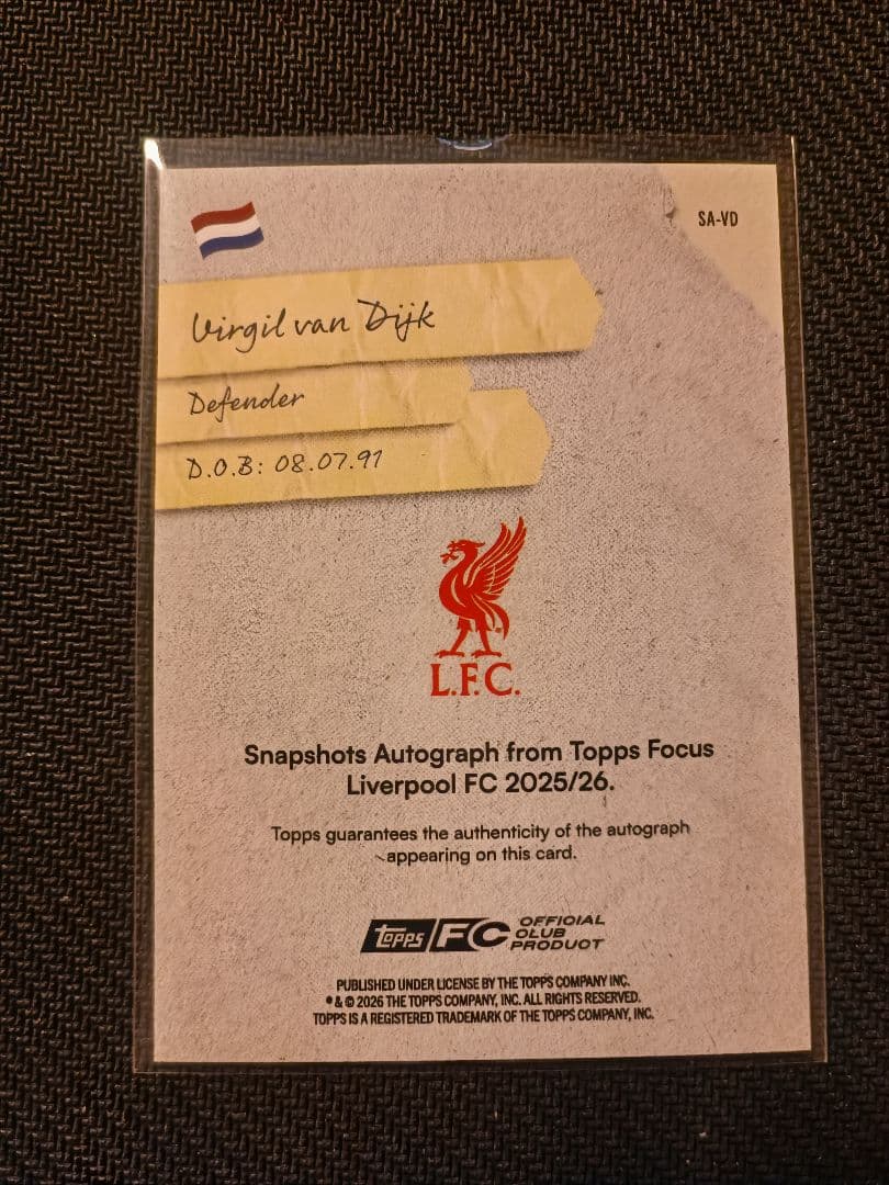 Virgil van Dijk Signature 50şı Topps Focus Liverpool — Japanese