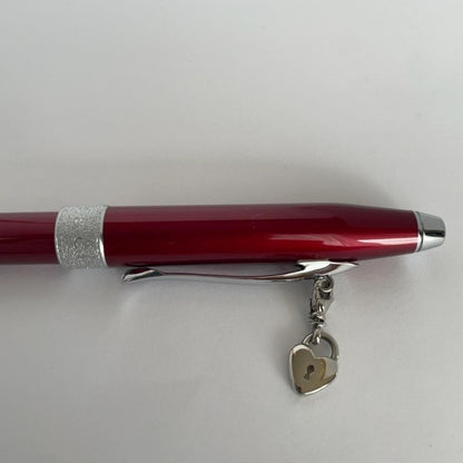 CROSS Sentiment ballpoint pen in scarlet red with heart charm and gold plated fittings