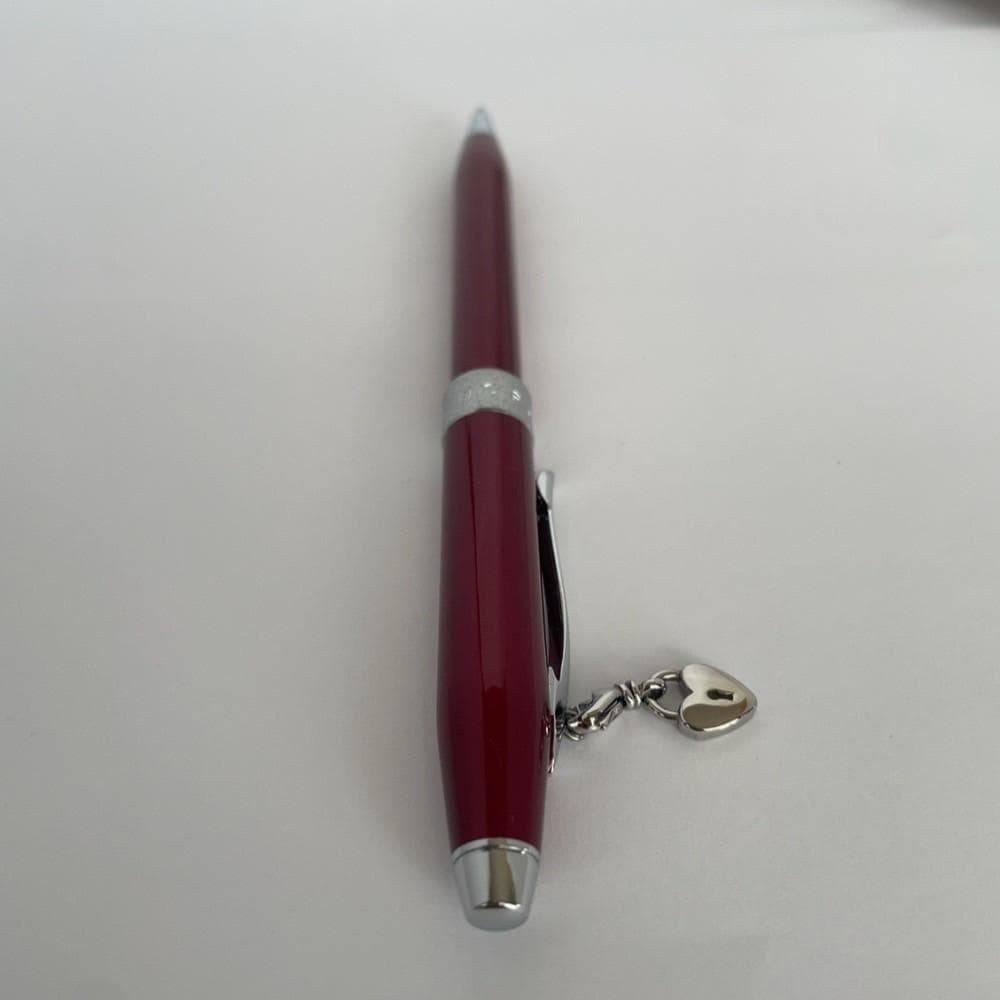 CROSS Sentiment ballpoint pen in scarlet red with heart charm and gold plated fittings