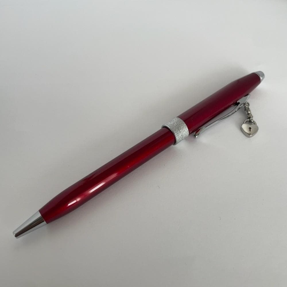 CROSS Sentiment ballpoint pen in scarlet red with heart charm and gold plated fittings
