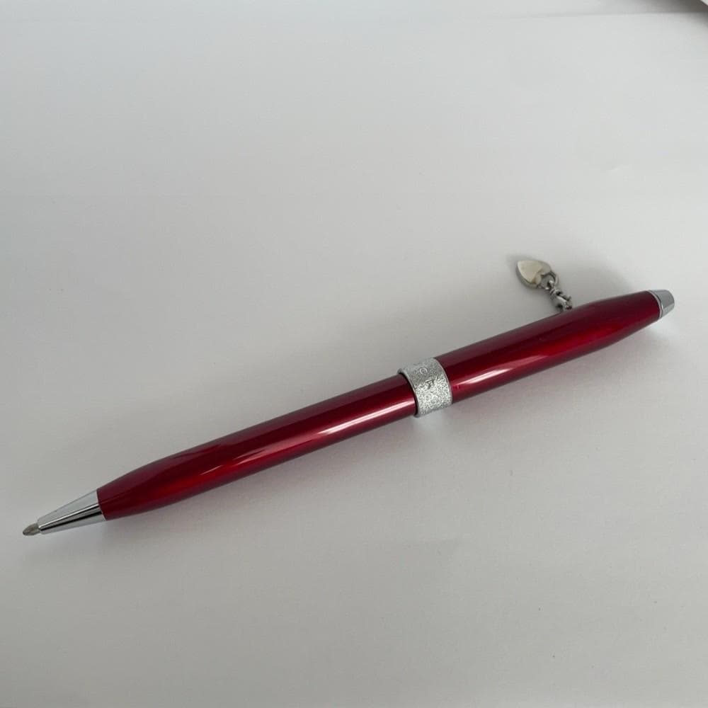 CROSS Sentiment ballpoint pen in scarlet red with heart charm and gold plated fittings