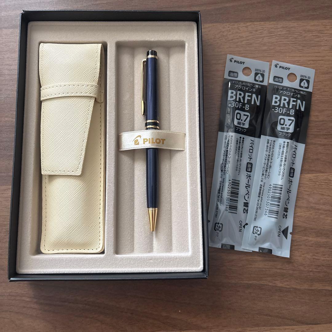 PILOT navy blue ballpoint pen Z-GR-SBN with protective case and two refill tips included