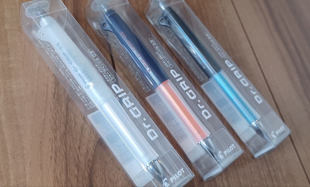 Three PILOT Dr. Grip Mechanical Pencils with 0.5mm lead in ergonomic design