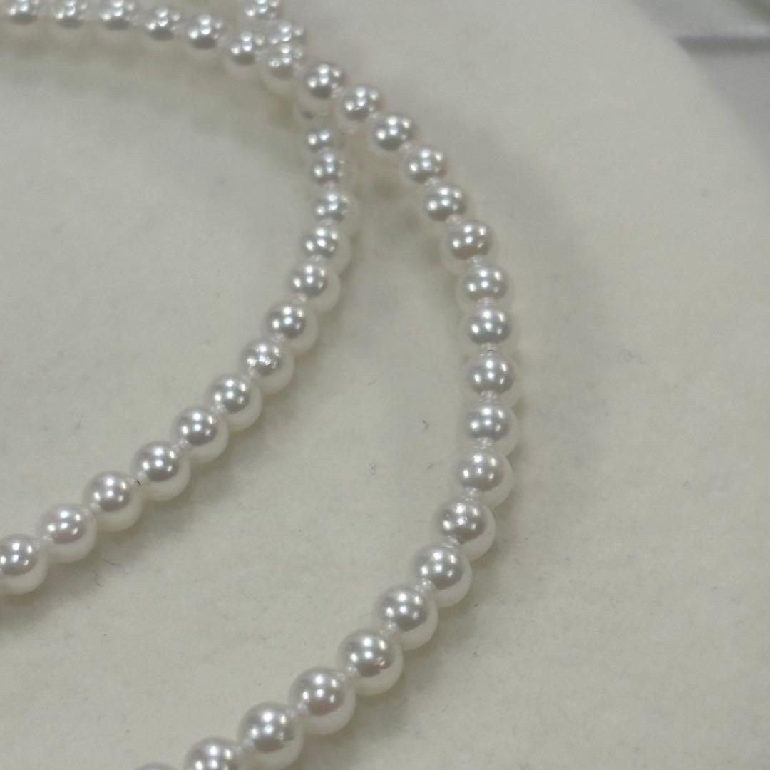 Akoya pearl necklace with uncoated 3-3.5mm baby pearls and 42cm length featuring a 925 marked clasp