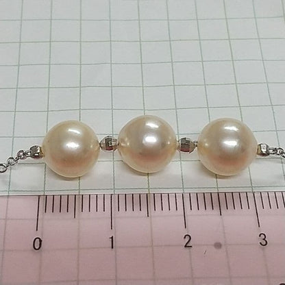 Akoya genuine pearl necklace with 3 champagne light gold pearls on a sterling silver 3 strand chain