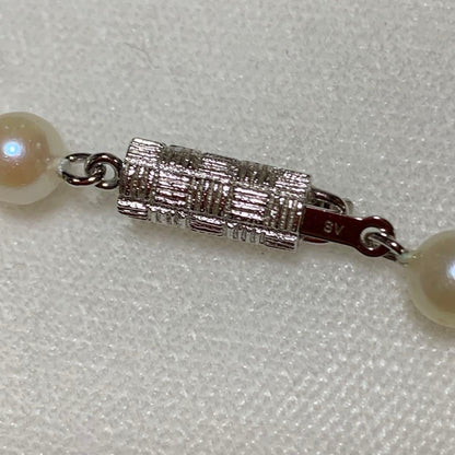 Akoya pearl necklace in SV silver with 42 cm length and round white pearls sized 6.0 to 6.5 mm