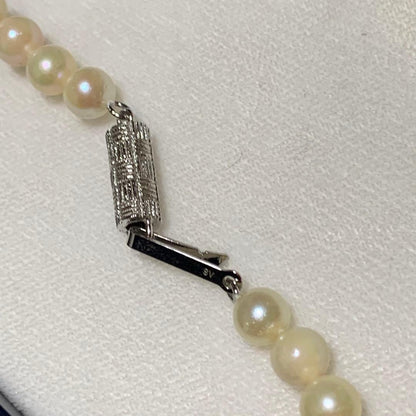 Akoya pearl necklace in SV silver with 42 cm length and round white pearls sized 6.0 to 6.5 mm