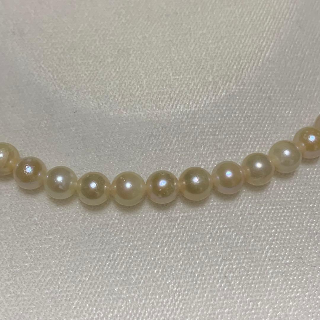 Akoya pearl necklace in SV silver with 42 cm length and round white pearls sized 6.0 to 6.5 mm