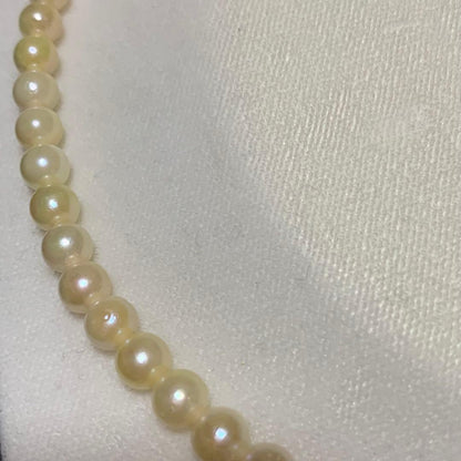Akoya pearl necklace in SV silver with 42 cm length and round white pearls sized 6.0 to 6.5 mm