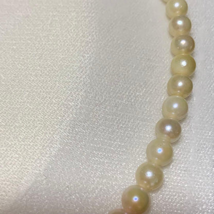 Akoya pearl necklace in SV silver with 42 cm length and round white pearls sized 6.0 to 6.5 mm