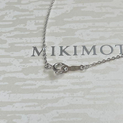 Mikimoto silver apple-shaped pendant with 4mm Akoya baby pearl on a 40cm chain