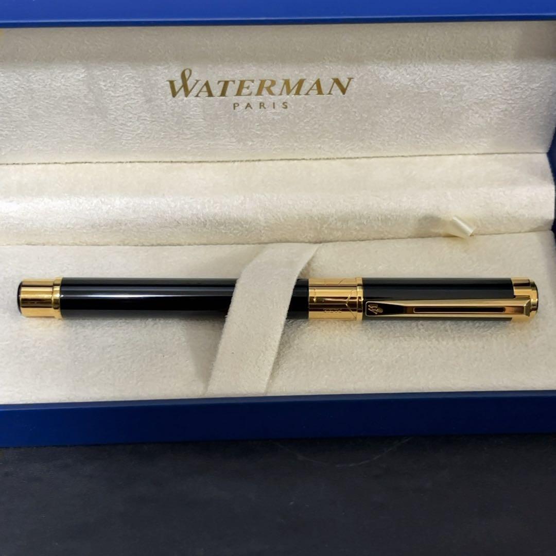Waterman Perspective Collection black rollerball pen with cap in used condition