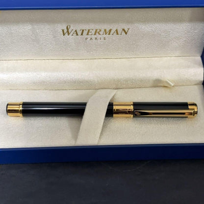 Waterman Perspective Collection black rollerball pen with cap in used condition