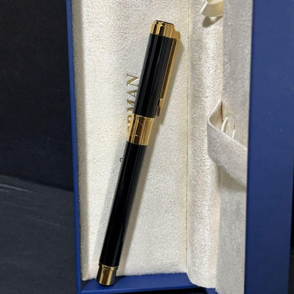 Waterman Perspective Collection black rollerball pen with cap in used condition