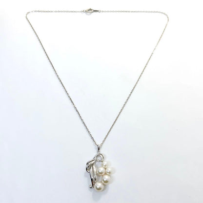 Mikimoto Pearl Flower Necklace in silver with 4.7-6.3 mm pearls and 40 cm chain