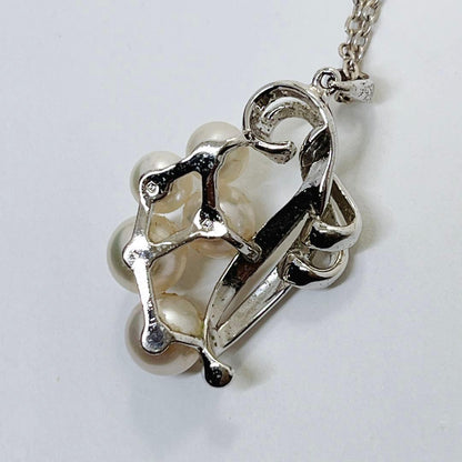 Mikimoto Pearl Flower Necklace in silver with 4.7-6.3 mm pearls and 40 cm chain