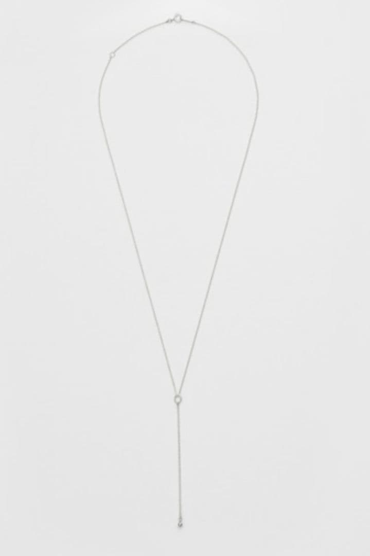 Agete silver Y-shaped long necklace with adjustable 55cm chain and removable 8.2cm drop pendant