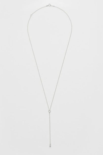 Agete silver Y-shaped long necklace with adjustable 55cm chain and removable 8.2cm drop pendant