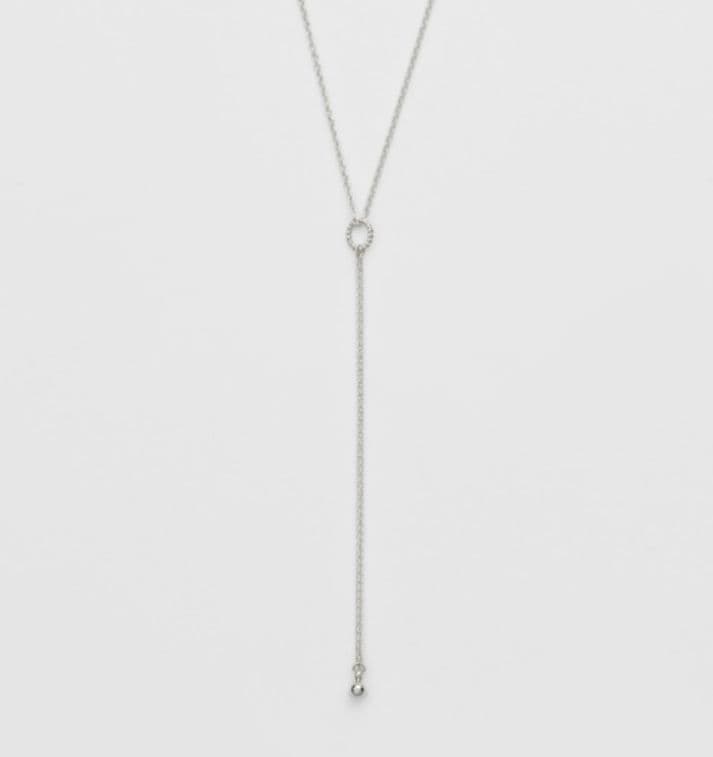 Agete silver Y-shaped long necklace with adjustable 55cm chain and removable 8.2cm drop pendant