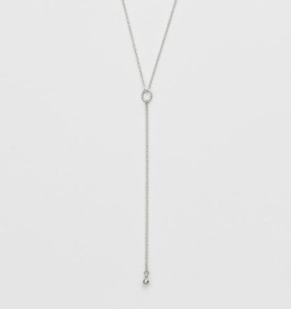 Agete silver Y-shaped long necklace with adjustable 55cm chain and removable 8.2cm drop pendant