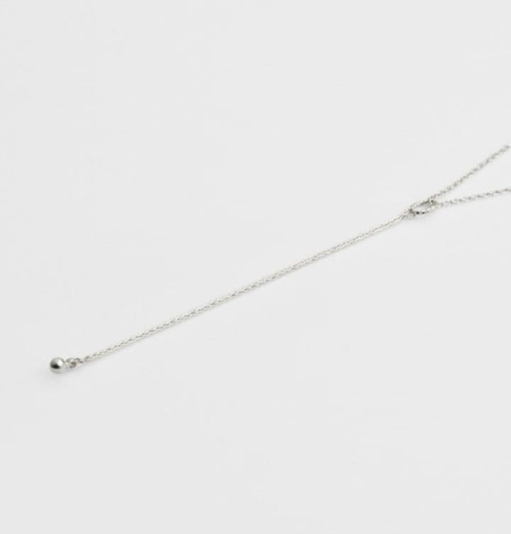 Agete silver Y-shaped long necklace with adjustable 55cm chain and removable 8.2cm drop pendant