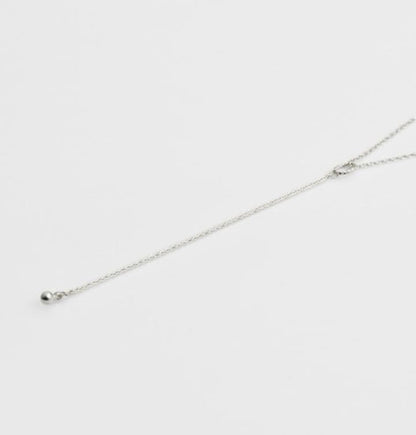 Agete silver Y-shaped long necklace with adjustable 55cm chain and removable 8.2cm drop pendant