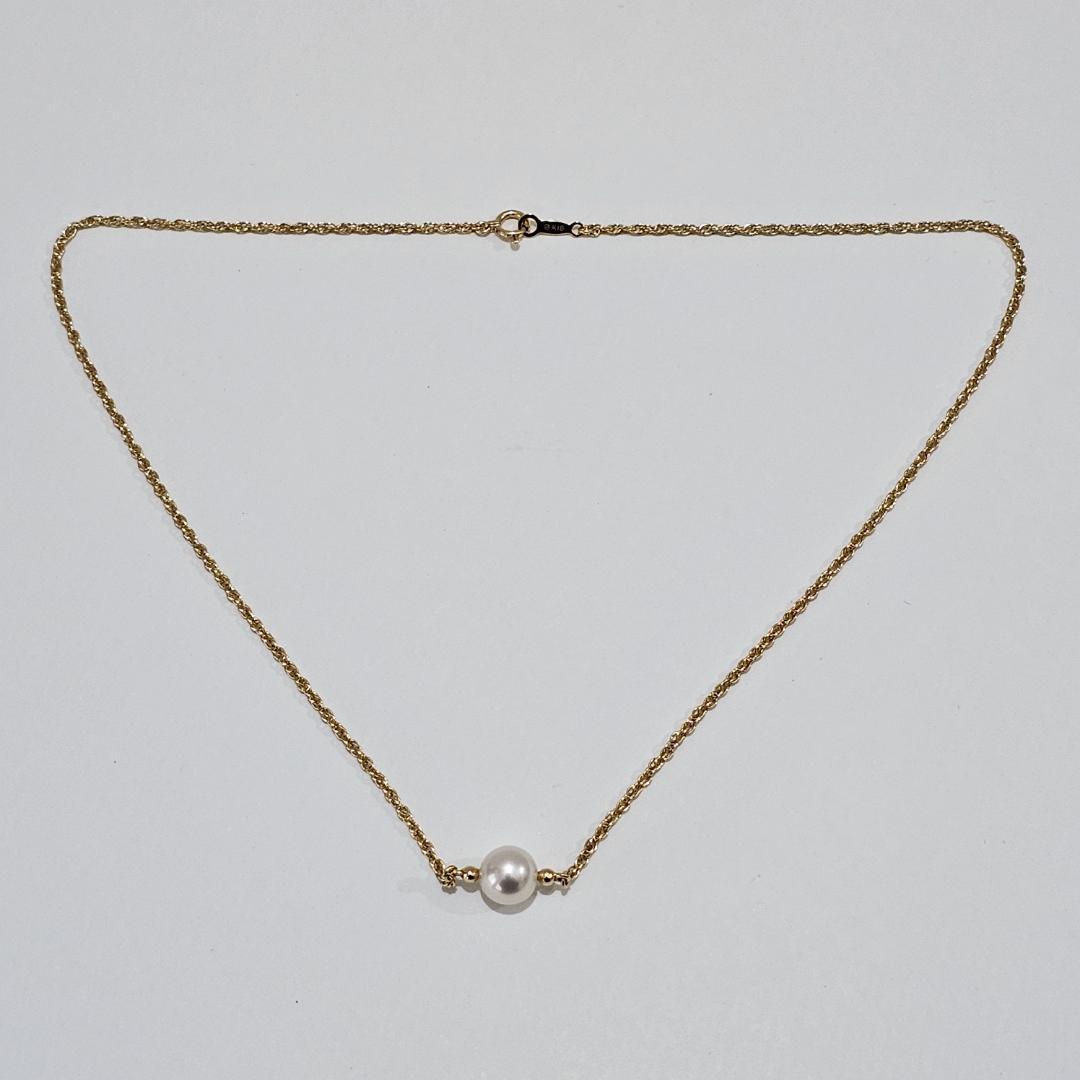 1907 Mikimoto yellow gold pearl necklace 38cm length with 7.1mm pearls
