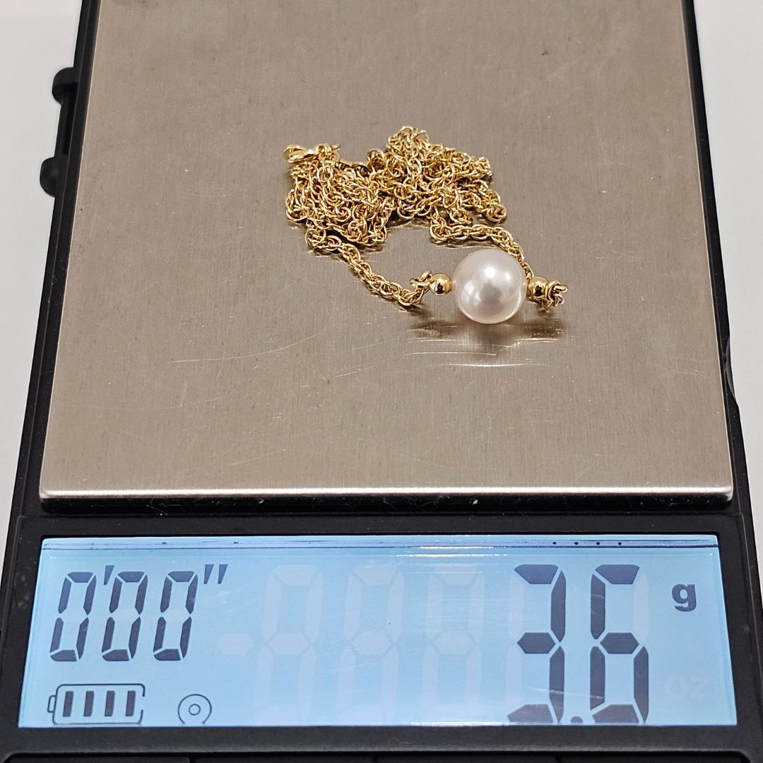 1907 Mikimoto yellow gold pearl necklace 38cm length with 7.1mm pearls