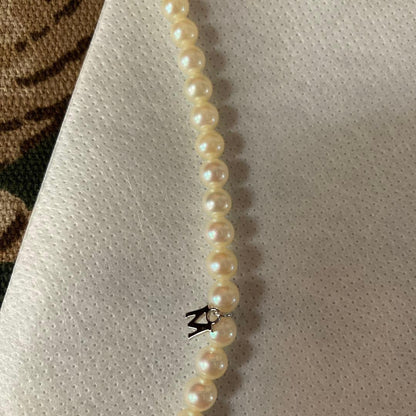 Kimono Sale Micro Motomoto Gradient pearl necklace with 79 white pearls on silver 925 chain, 45 cm length