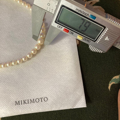 Kimono Sale Micro Motomoto Gradient pearl necklace with 79 white pearls on silver 925 chain, 45 cm length
