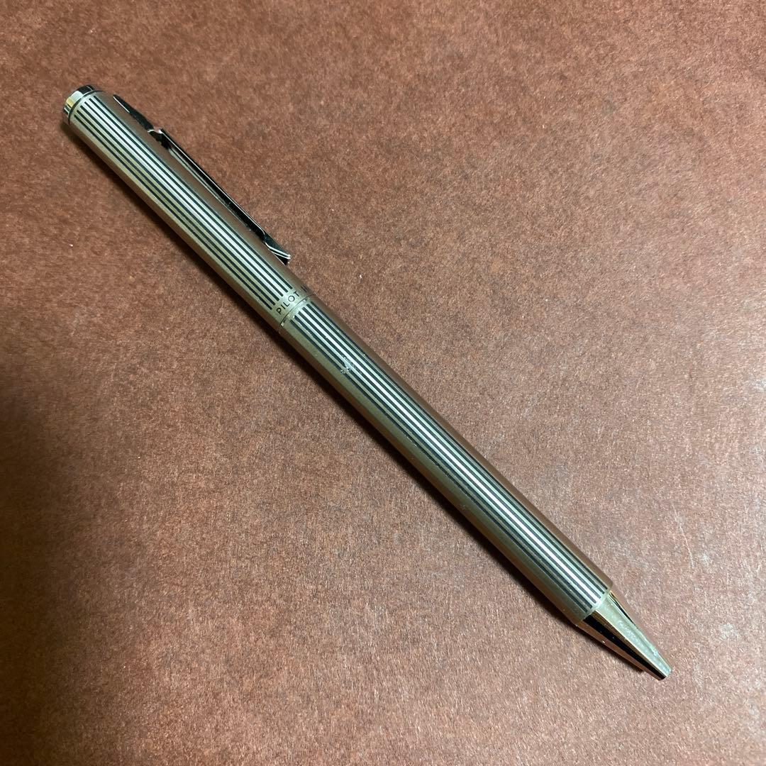Pilot Hi-Tech Point pen with blue and white stripe pattern, discontinued model.