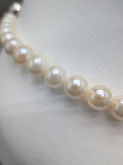 Akoya genuine pearl necklace with 7mm white pearls and silver clasp measuring 41.5cm