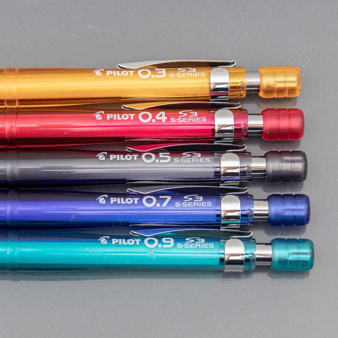 Pilot S3 Mechanical Pencil 5-piece set with black 0.5 mm pencil and assorted discontinued lead sizes