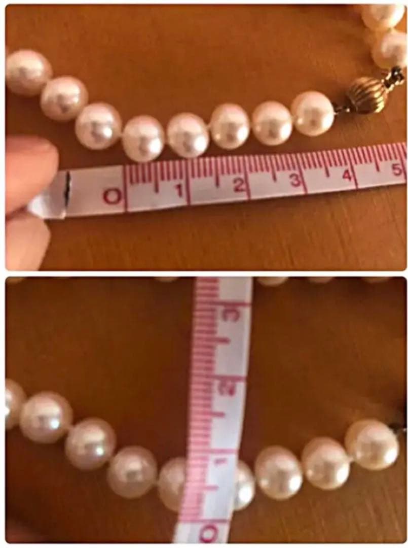 14K gold necklace with oval Akoya pearls showing aurora-like luster and beautiful shine
