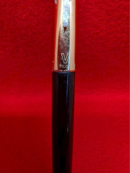 Pilot V Series fountain pen in black with gold accents shown at an angle