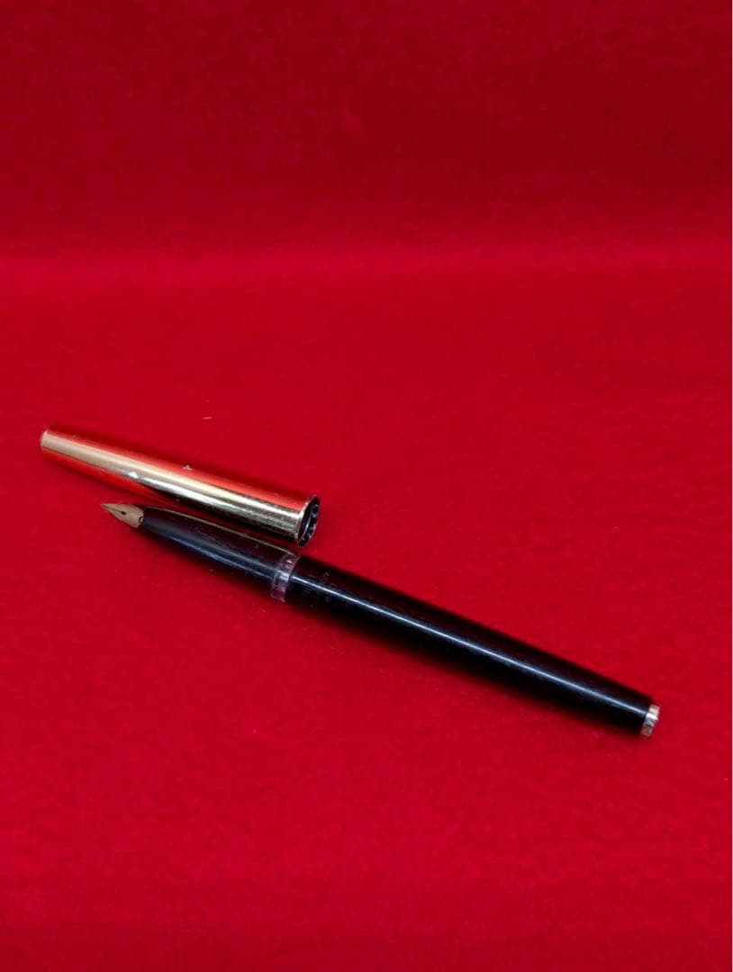 Pilot V Series fountain pen in black with gold accents shown at an angle