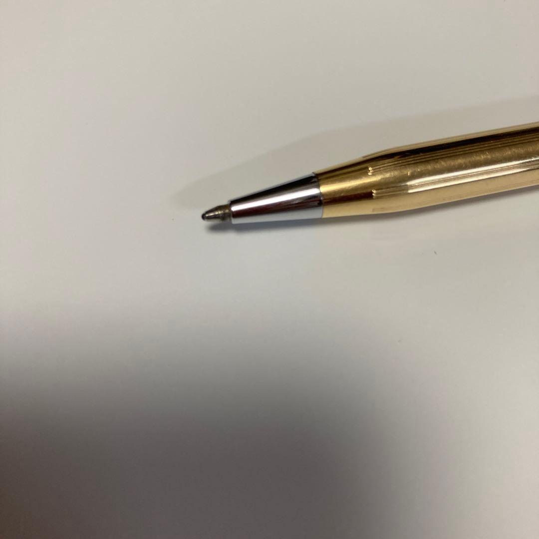 Cross ballpoint pen with 14K gold plating and matching metal mechanical pencil set with blue ink and lead