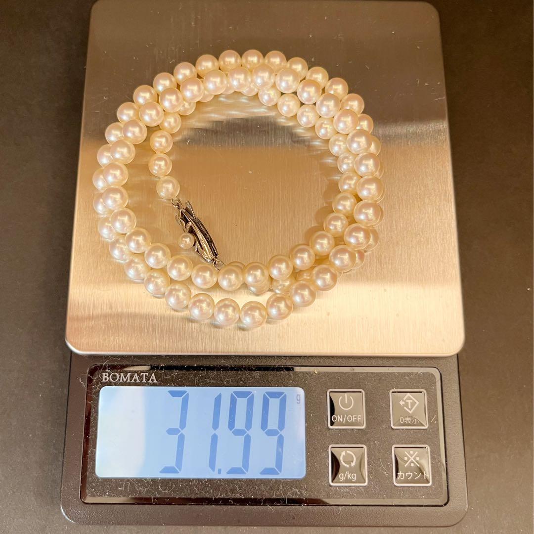 MIKIMOTO K14WG semi-long Akoya pearl necklace with white pearls and white gold clasp, 55cm length