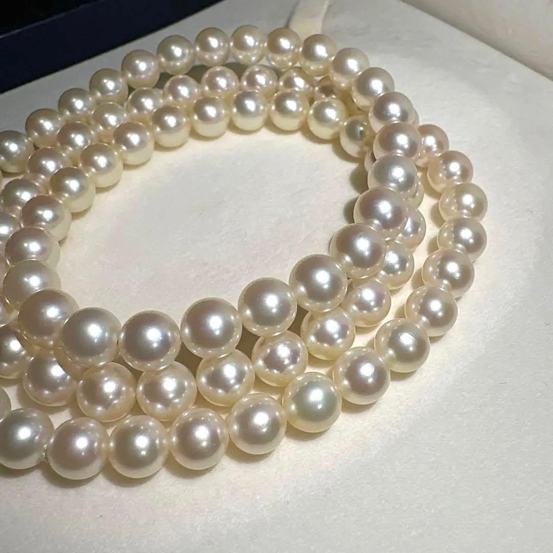 Mikimoto Akoya pearl necklace measuring 56cm with white and cream tone pearls sized 6.4 to 6.9mm