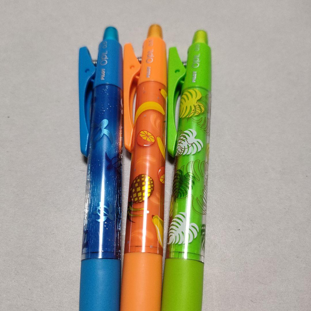Set of 3 PILOT Opt mechanical pencils with Hawaiian Fruit, Monstera, and Honu patterns from the Aloha Collection