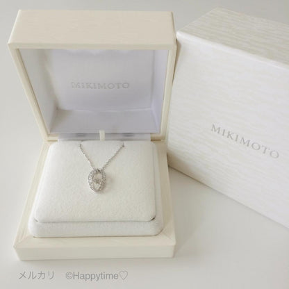 Mikimoto K18 gold diamond tremolo necklace pendant with 0.36 carats diamonds and 43 cm chain