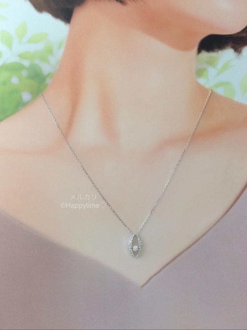 Mikimoto K18 gold diamond tremolo necklace pendant with 0.36 carats diamonds and 43 cm chain